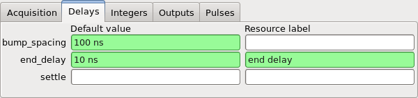 Pulse program configuration: delays.